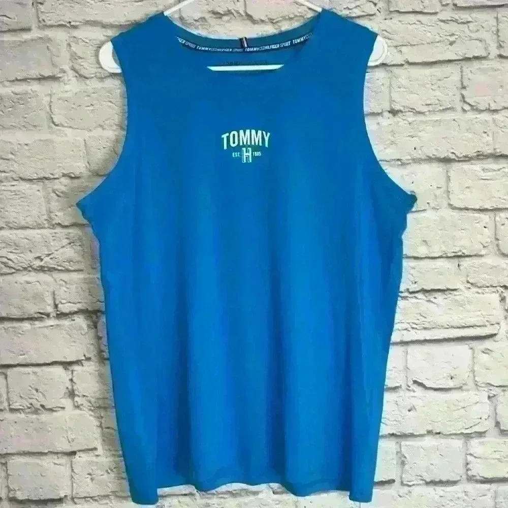 Tommy Hilfiger Sport Women's Tank Top blue with white "TOMMY H"  Size XL